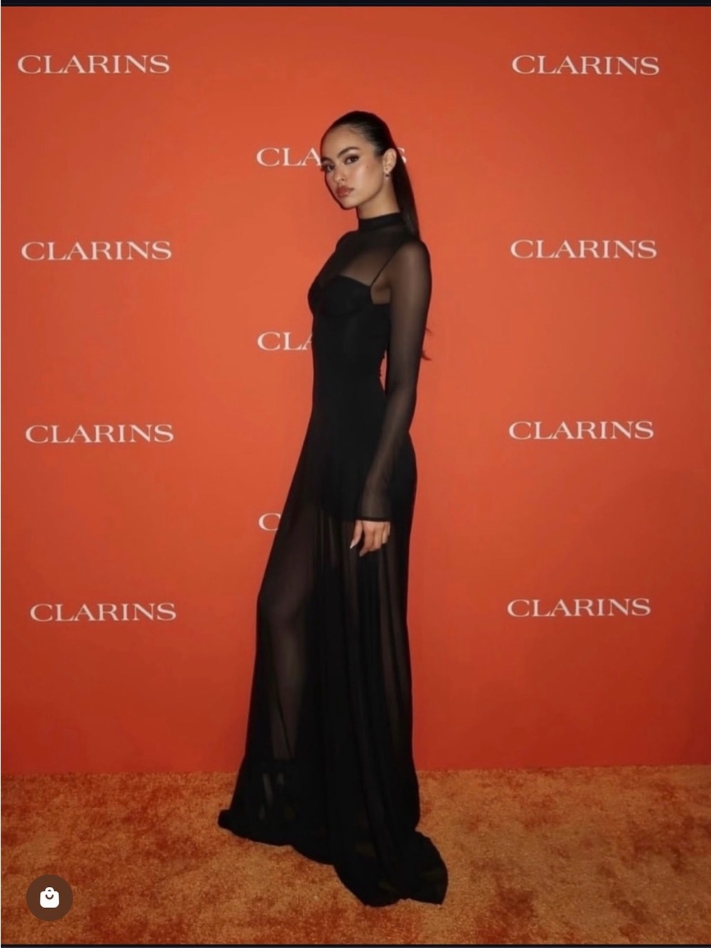 NWT Sheer-Panel Long Sleeve Black Maxi Dress